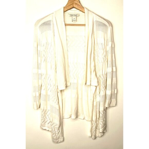 White House Black Market Womens Cardigan Sweater Waterfall Front White Size S - Picture 1 of 8